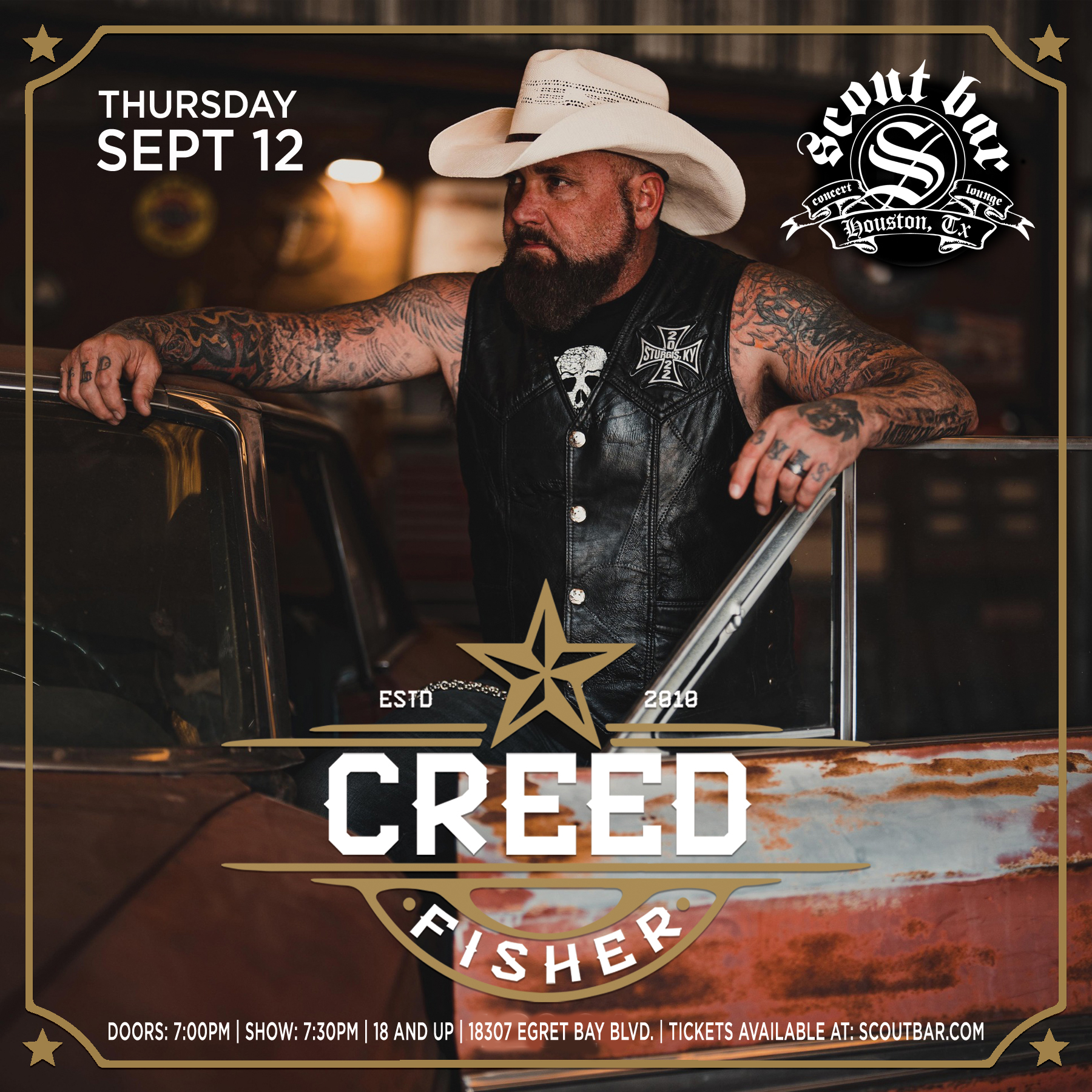 Buy tickets to Creed Fisher in Houston on September 12, 2024